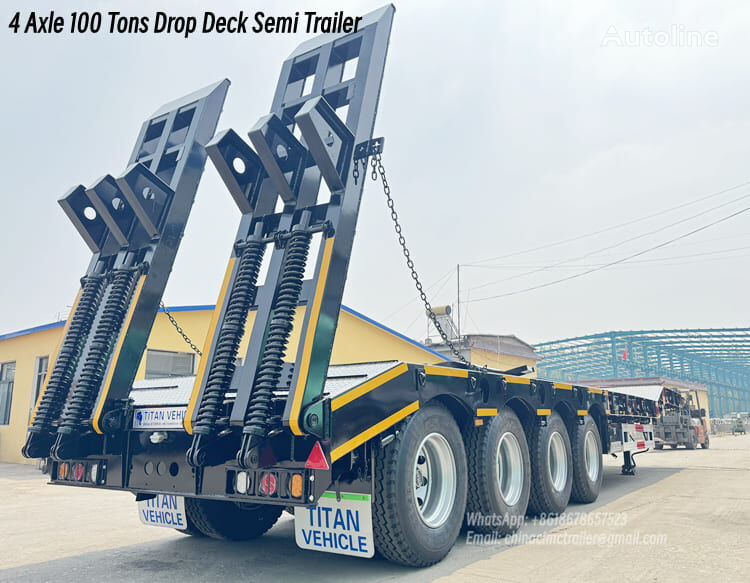 nový návěs podvalník 4 Axle 100 Tons Drop Deck Semi Trailer for Sale in Ghana