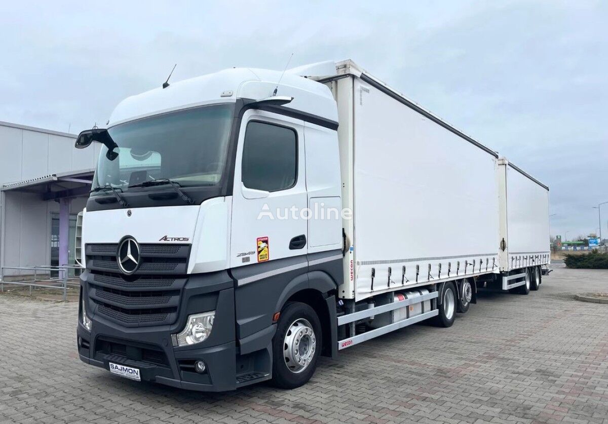 plachtové vozidlo Mercedes-Benz ACTROS 2545 / ZESTAW TANDEM 120 M3 / MIRROR CAM / 7,75 M + 7,75 + shrnovací plachtovy prives